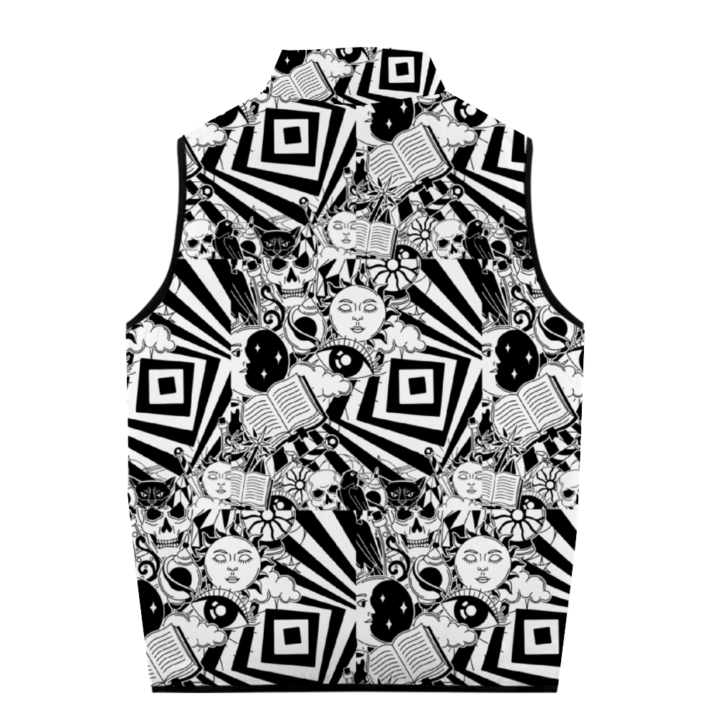 Abstract Unisex Windproof Full-Zip Sleeveless Down Vests