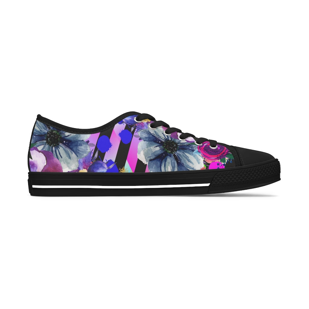 Flowers and stripes Women's Low Top Sneakers