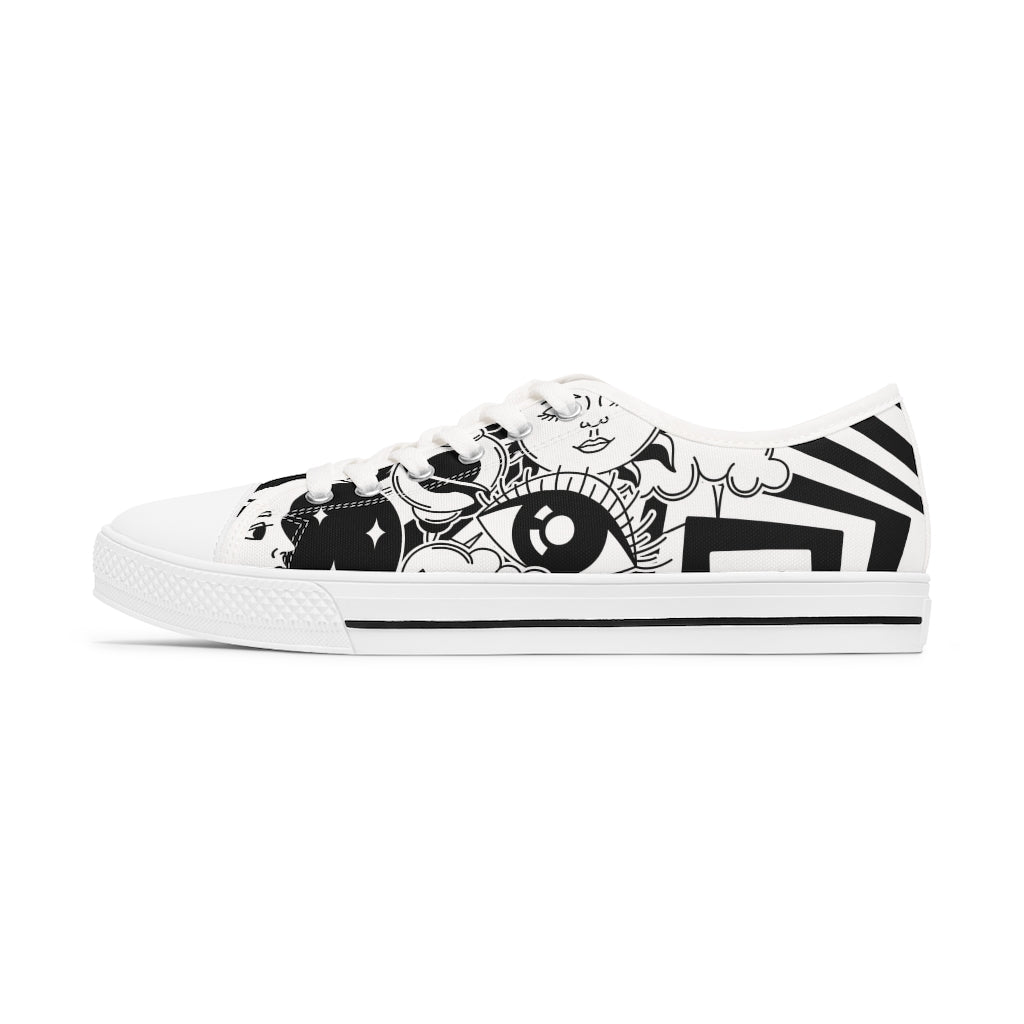 Black and white abstract Women's Low Top Sneakers