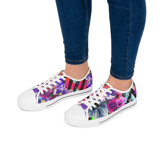 Flowers and stripes Women's Low Top Sneakers