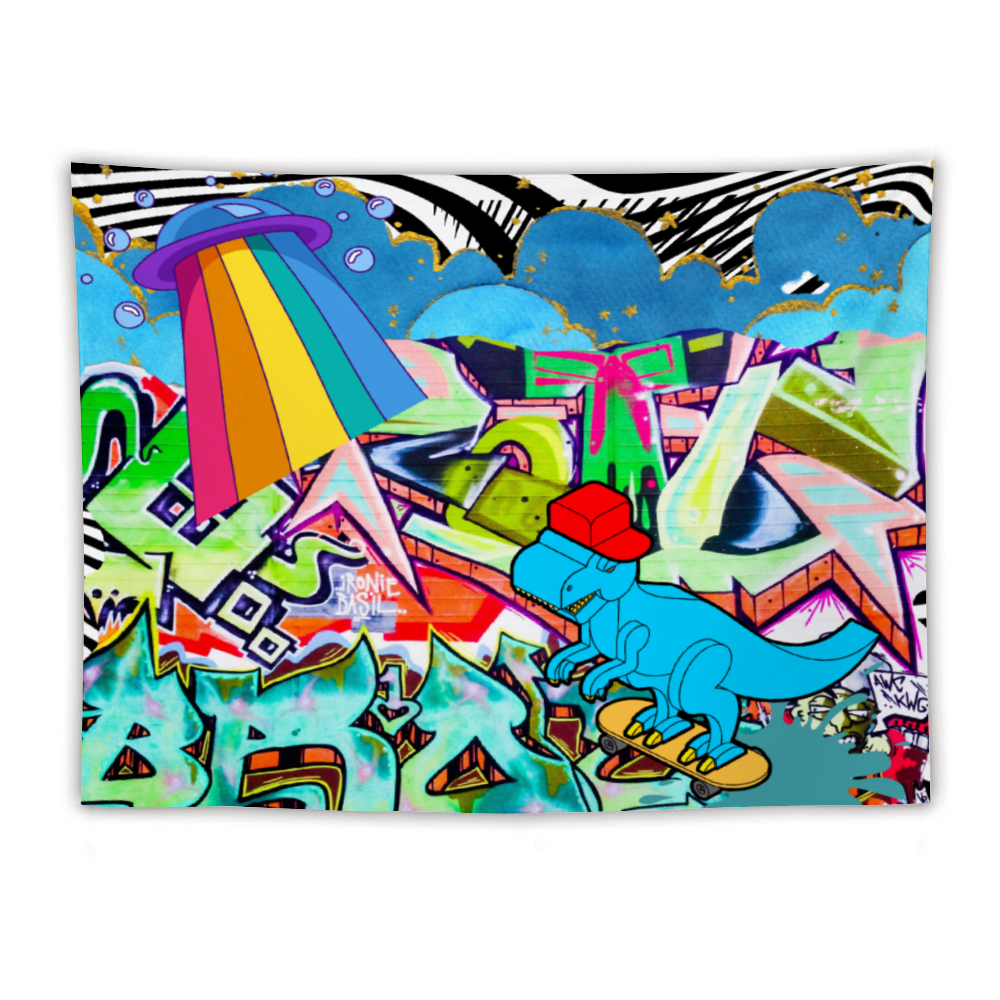 UFO & Dino  Tapestry 59" × 79''