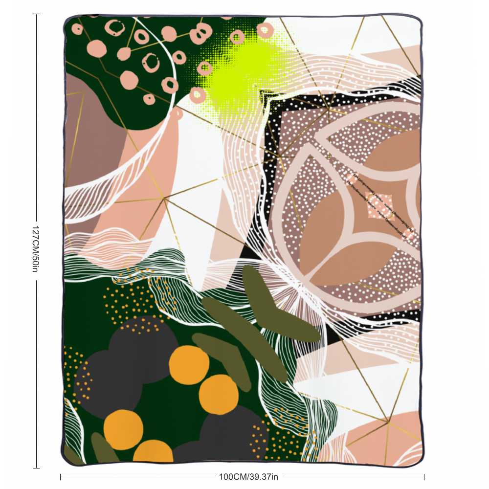 Abstract Green Sherpa Fleece Blanket 1 Sided Printing