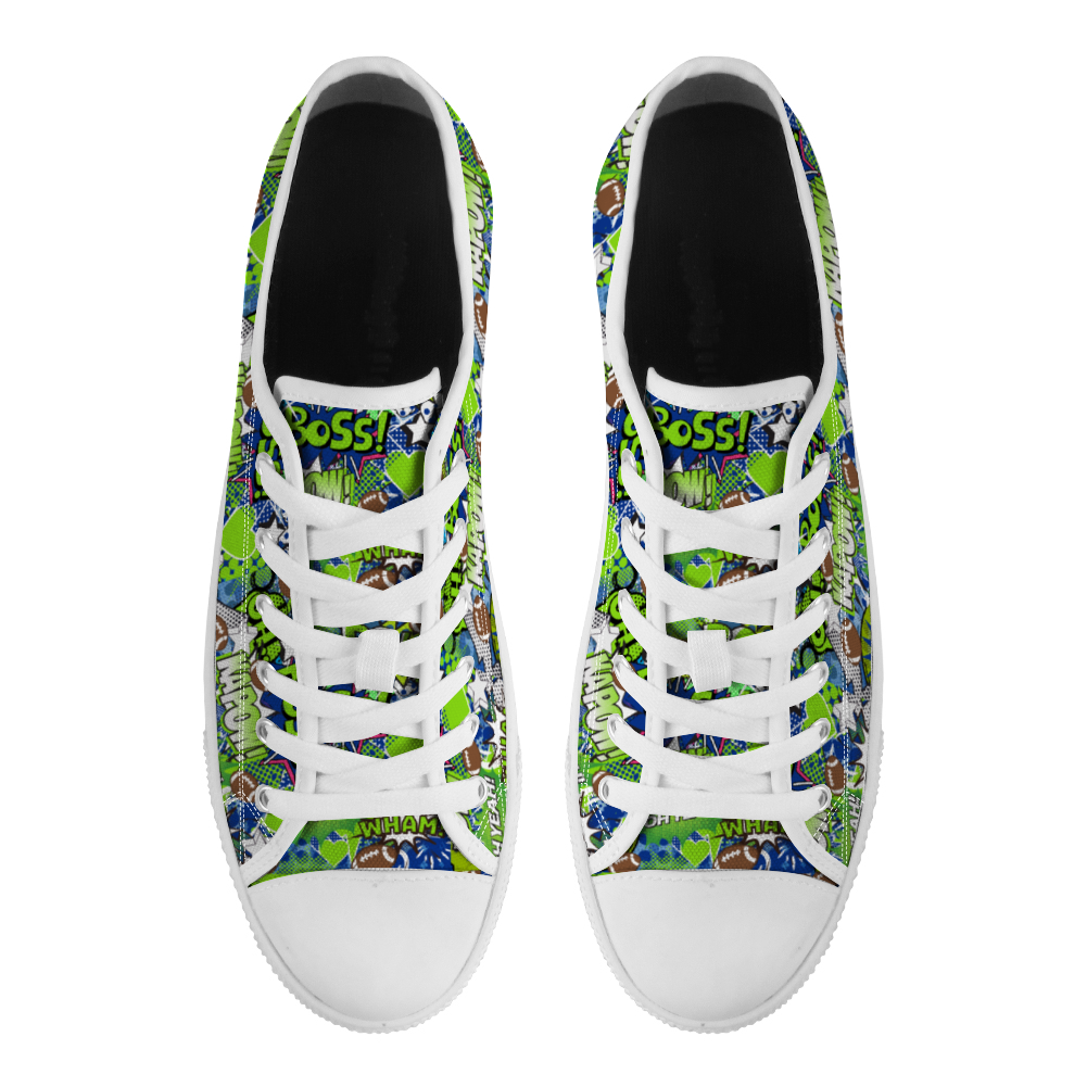 Green and blue Comic Canvas Shoes Low Top Sneakers