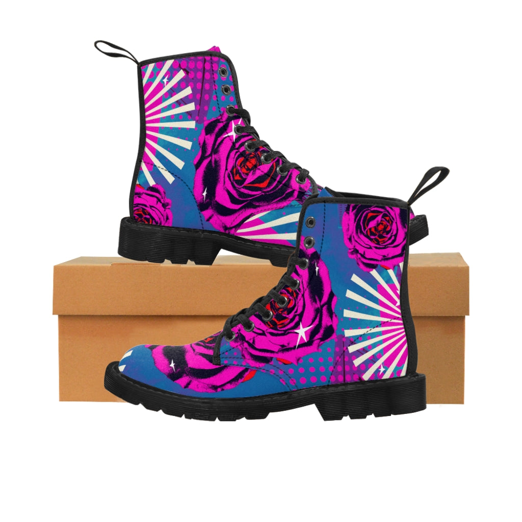 Retro rose Women's Canvas Boots