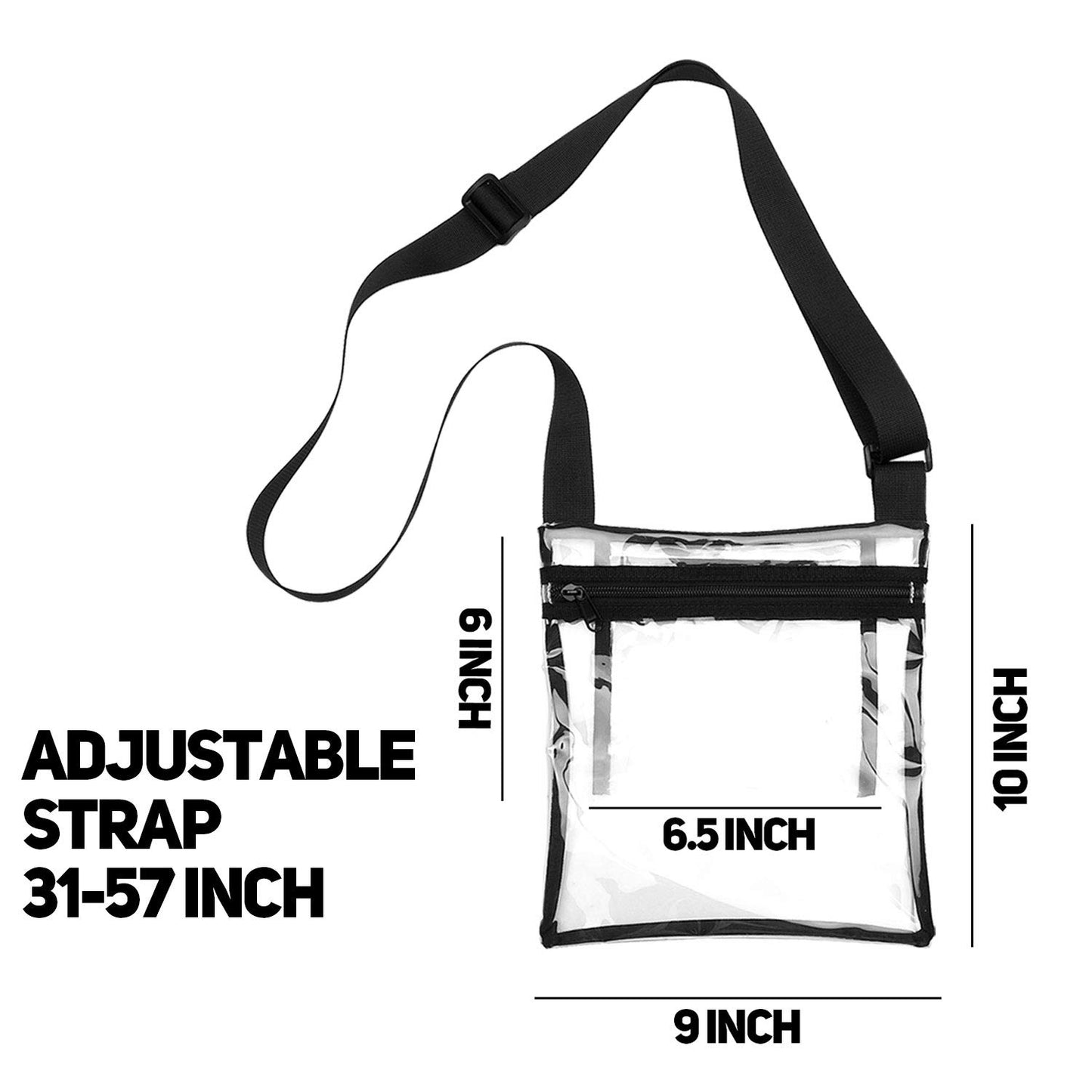 Stadium cross body bag clear 9"