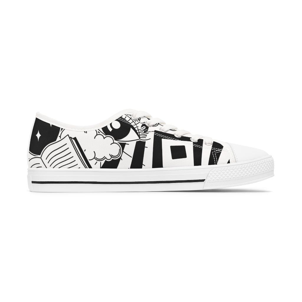 Black and white abstract Women's Low Top Sneakers