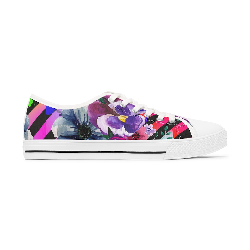 Flowers and stripes Women's Low Top Sneakers