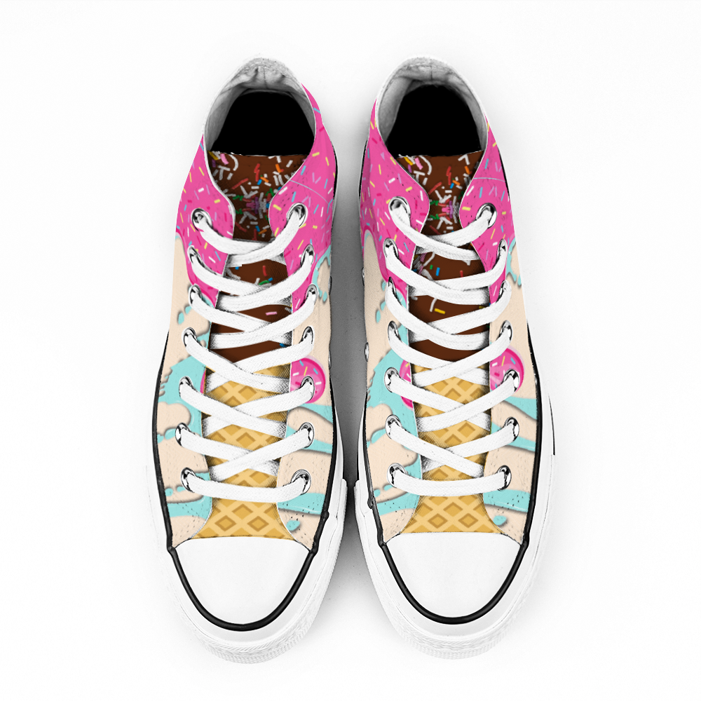 Ice cream cone  Unisex High Top Canvas Shoes