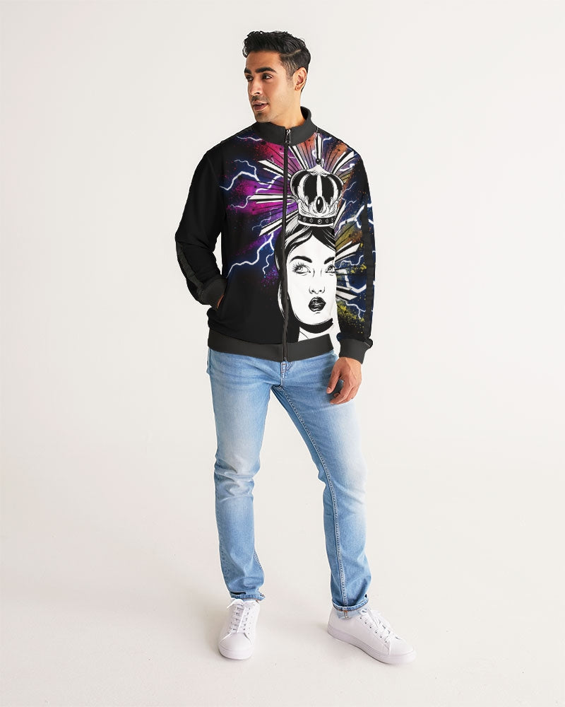 Queen of dreams Men's Stripe-Sleeve Track Jacket