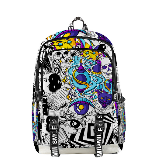 Abstract design 12" x 17" x 7" Backpack with Straps