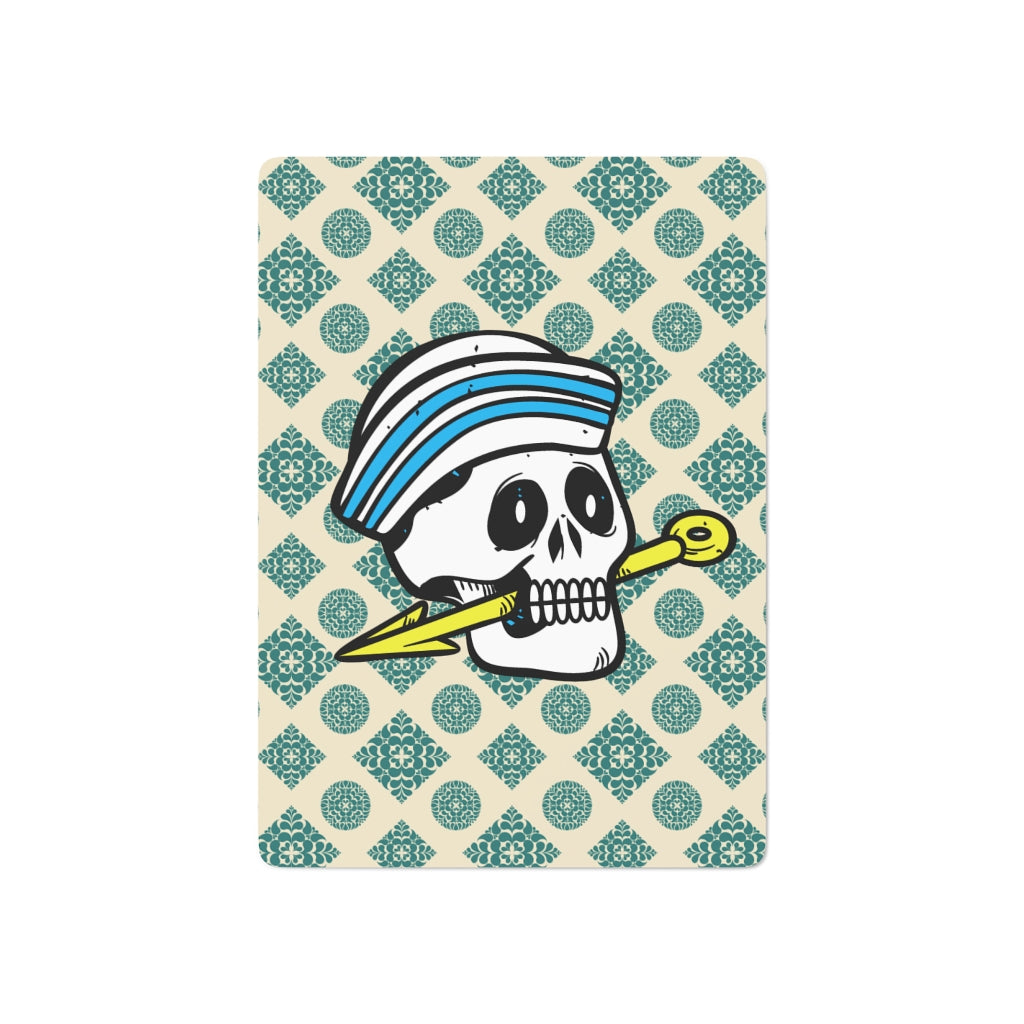 Green pattern with Sailor skull Custom Poker Cards