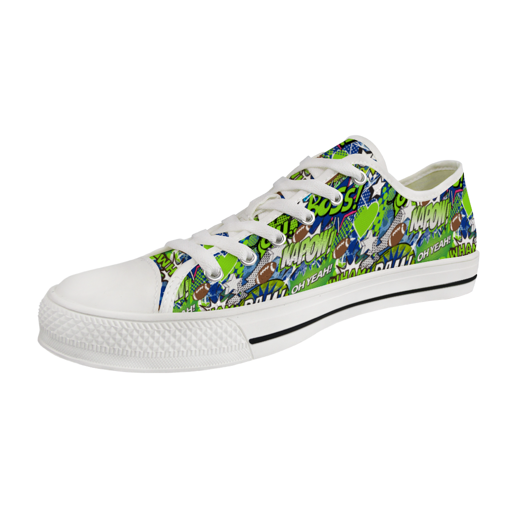 Green and blue Comic Canvas Shoes Low Top Sneakers