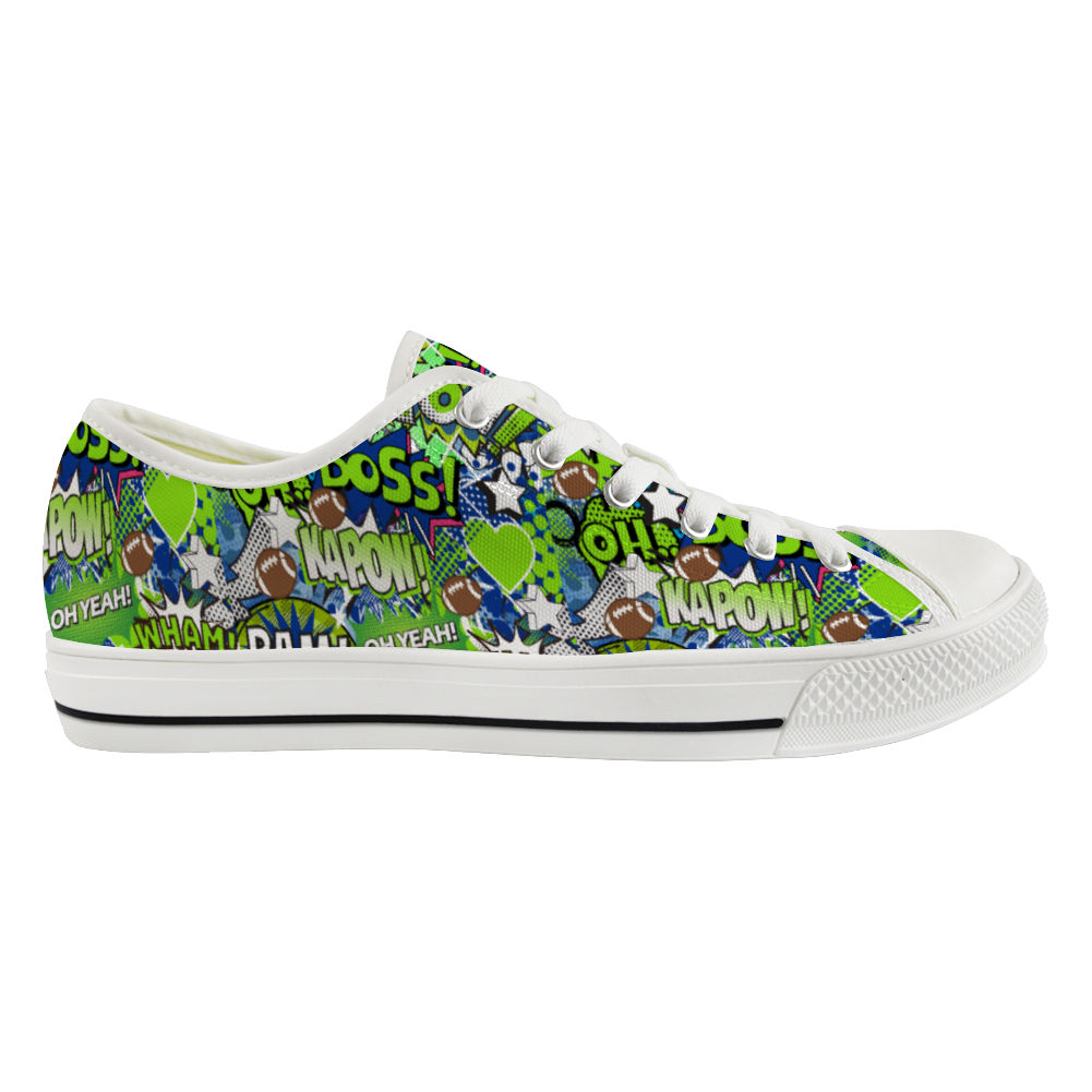 Green and blue Comic Canvas Shoes Low Top Sneakers