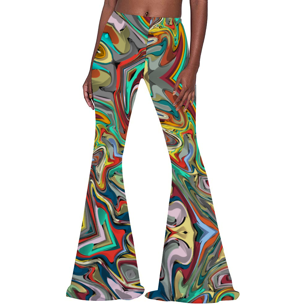 Trippy and bold Women's Print Stretch Bell Bottom Flare Pants